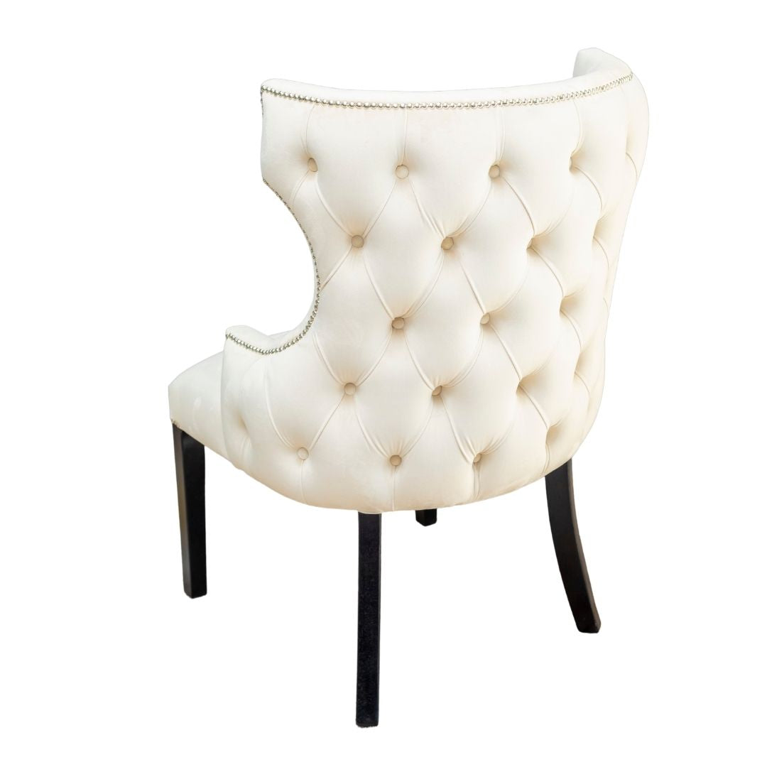 Rhandzu Back Button Dining Chair - Cream White